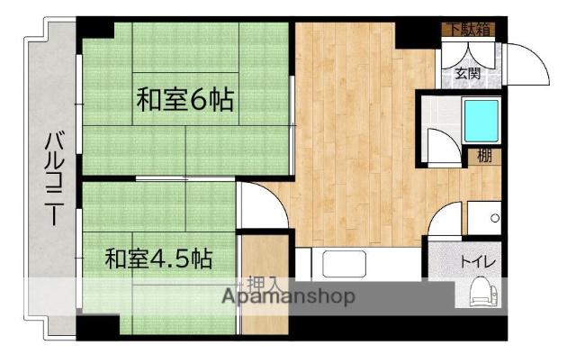 南博多パールシャトー(2DK/3階)の間取り写真