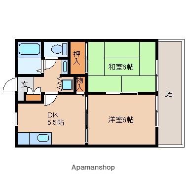 コンフォーレ梅山(2DK/1階)の間取り写真