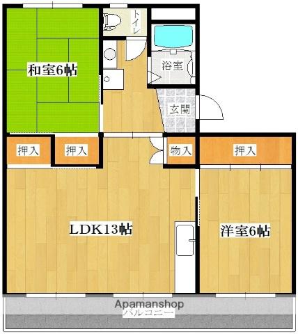第一関ビル(2LDK/3階)の間取り写真