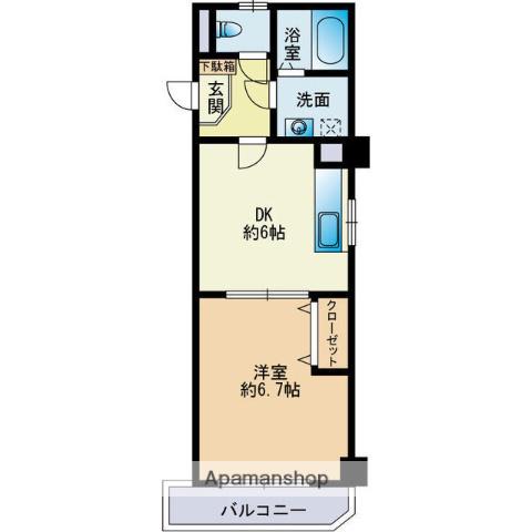 ときわマンション那の川(1DK/4階)の間取り写真