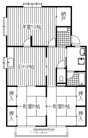 コーポ瀧(3DK/2階)の間取り写真