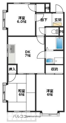 N-VIL365(3DK/2階)の間取り写真