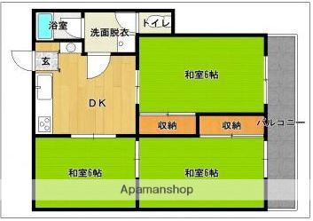 第1タイガービル(3LDK/2階)の間取り写真