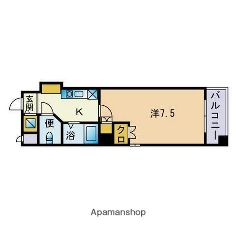 サンセール大橋(1K/3階)の間取り写真