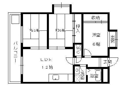 サンライズ那珂川(3LDK/1階)の間取り写真