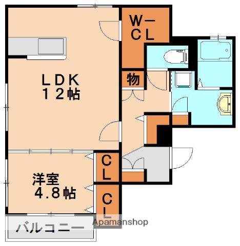 グランメール春日原(1LDK/1階)の間取り写真