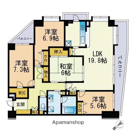 パークハウス筑紫丘(4LDK/3階)の間取り写真