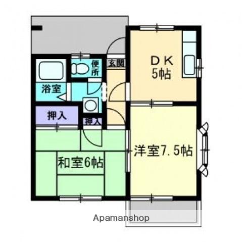 ITS那珂川Ⅲ(2DK/1階)の間取り写真