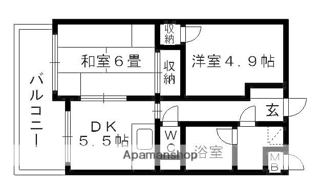 アルテハイム大野城(2DK/4階)の間取り写真