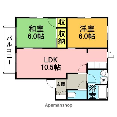 コーポ・ララバイ(2LDK/1階)の間取り写真