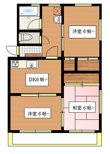 ガーデンハイツ今屋敷(3DK/2階)の間取り写真