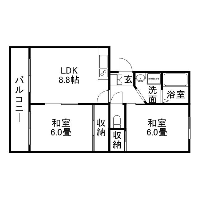エステートYM(2LDK/4階)の間取り写真