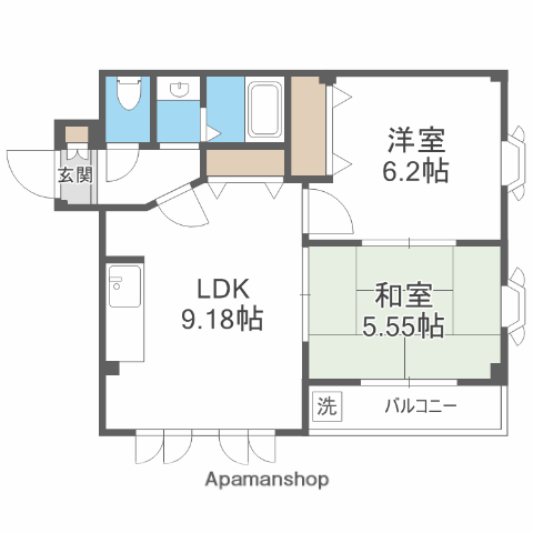 スプリーム高宮(2LDK/3階)の間取り写真
