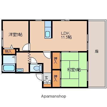 コーポハピネス(2LDK/1階)の間取り写真