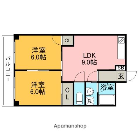 メゾン・ド・ファミーユ(2LDK/3階)の間取り写真
