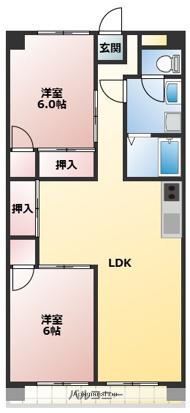 フォーサイト那珂川RENATUS(2LDK/2階)の間取り写真