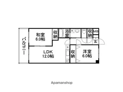 アルファーハイツ春日Ⅱ(2LDK/5階)の間取り写真