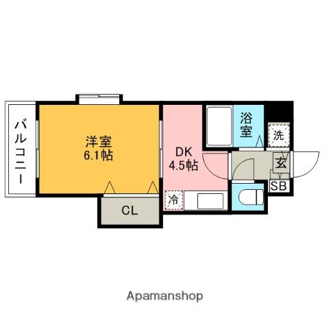 クロスステージ博多駅前(1DK/6階)の間取り写真