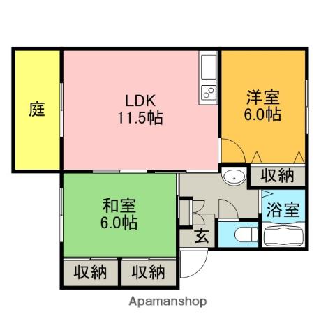 アイリス第2大野城(2LDK/1階)の間取り写真