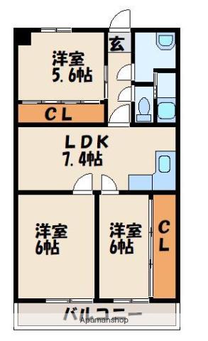 ウインクス光岡(3LDK/3階)の間取り写真