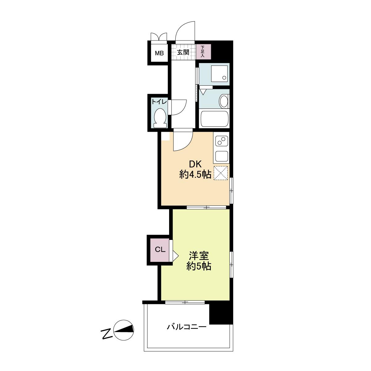 レジディア博多(1DK/7階)の間取り写真