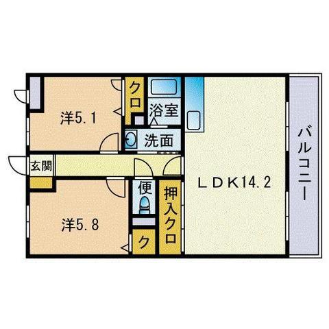 エルシャトー南福岡(2LDK/2階)の間取り写真