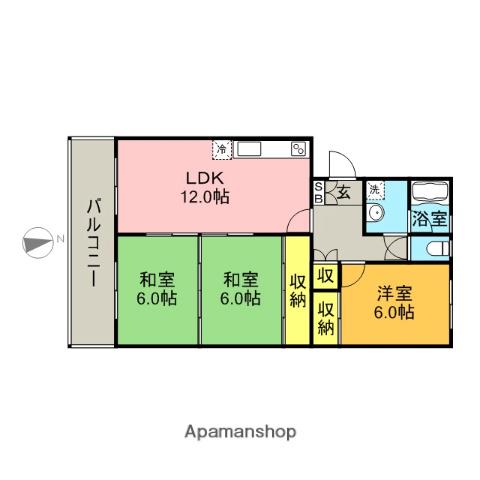 レジデンス飯田2(3LDK/3階)の間取り写真