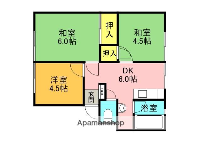 ウインディア森(3DK/2階)の間取り写真