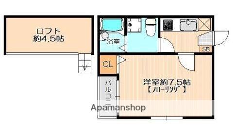 ベネフィスタウン竹下3(1K/2階)の間取り写真
