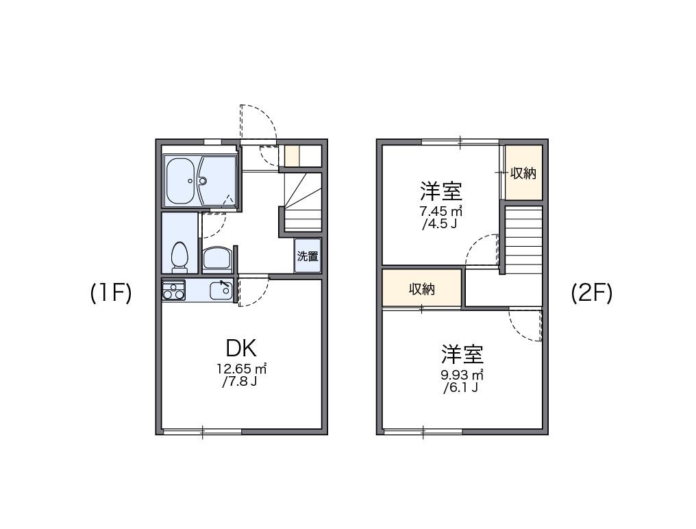 レオパレスグレイス上津(2DK/1階)の間取り写真
