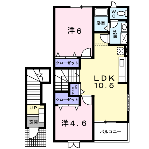 サンシャイン・末次Ⅱ(2LDK/2階)の間取り写真