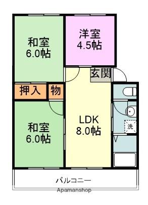丸昭第2ビル(3LDK/1階)の間取り写真