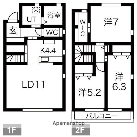 西鉄天神大牟田線 下大利駅 バス乗車時間：10分 南ヶ丘１丁目バス停で下車 徒歩4分 2階建 築9年(3LDK)の間取り写真
