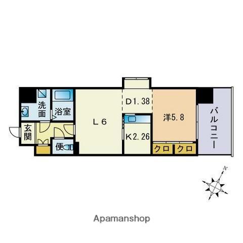 エスティメゾン薬院(1K/5階)の間取り写真