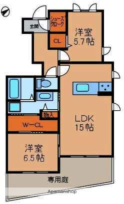 FLORIA藤(2LDK/1階)の間取り写真