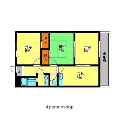 アドバンストラスト26(3DK/1階)の間取り写真