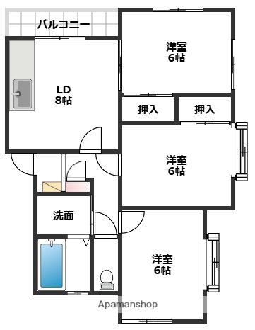 アネックスJ(3DK/1階)の間取り写真