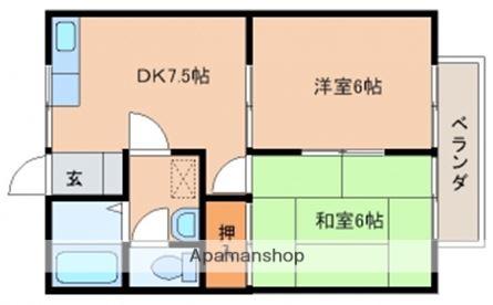笹原ハイツAB(2DK/2階)の間取り写真