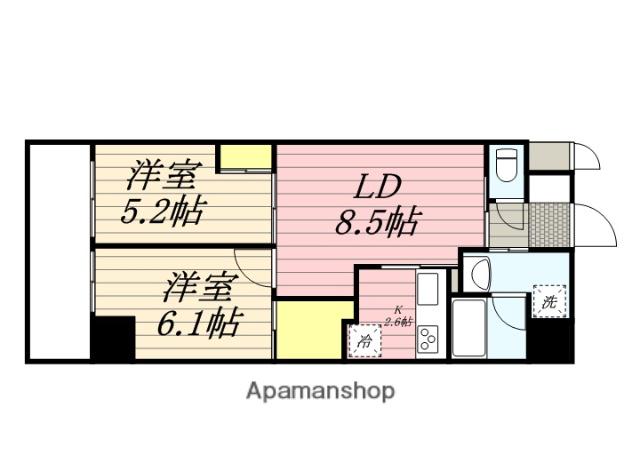 コンダクトレジデンス那珂川(2LDK/11階)の間取り写真