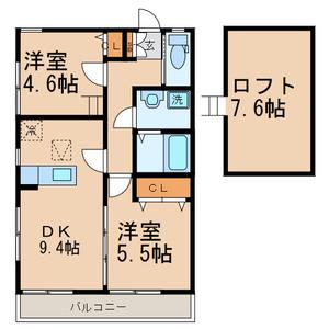 サクレ・クール桜ヶ丘(2LDK/2階)の間取り写真
