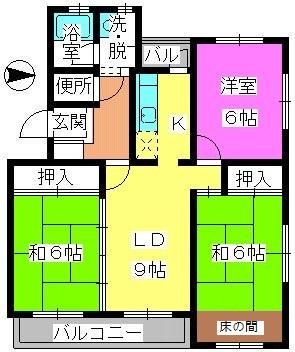 ドミール藤(3LDK/1階)の間取り写真