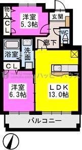 ボワリジェール(2LDK/2階)の間取り写真