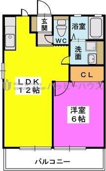 サンライズ宮の脇(1LDK/2階)の間取り写真