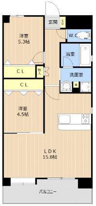 グランシャリオ高宮東(2LDK/3階)の間取り写真