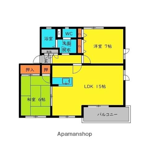 ハーベストA・B(2LDK/2階)の間取り写真