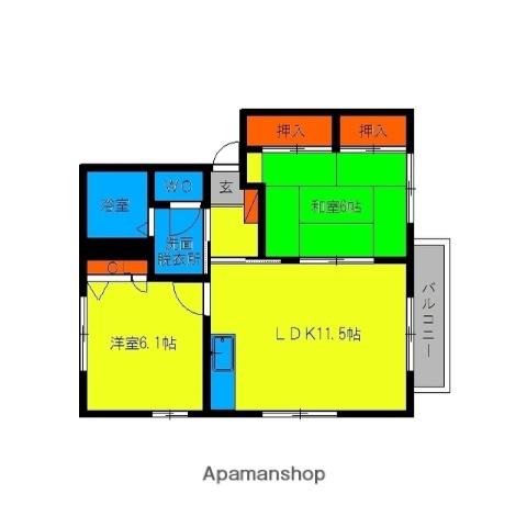 アイリス第2大野城・アイリス第3大野城(2LDK/2階)の間取り写真
