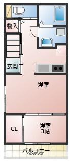 PREVOYANCE春日岡本(1DK/2階)の間取り写真