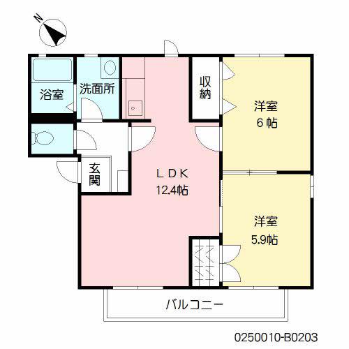 ヴィラージュⅠ(2LDK/2階)の間取り写真