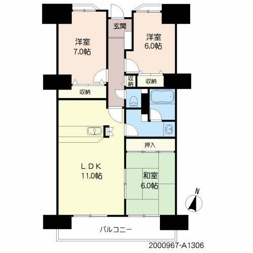 プライムメゾン百道浜(3LDK/13階)の間取り写真