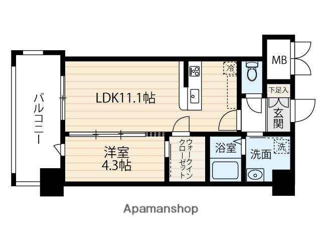 クレアベル(1LDK/11階)の間取り写真